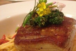 Chargrilled Tuna With Spaghetti Puttanesca And Salsa Verde