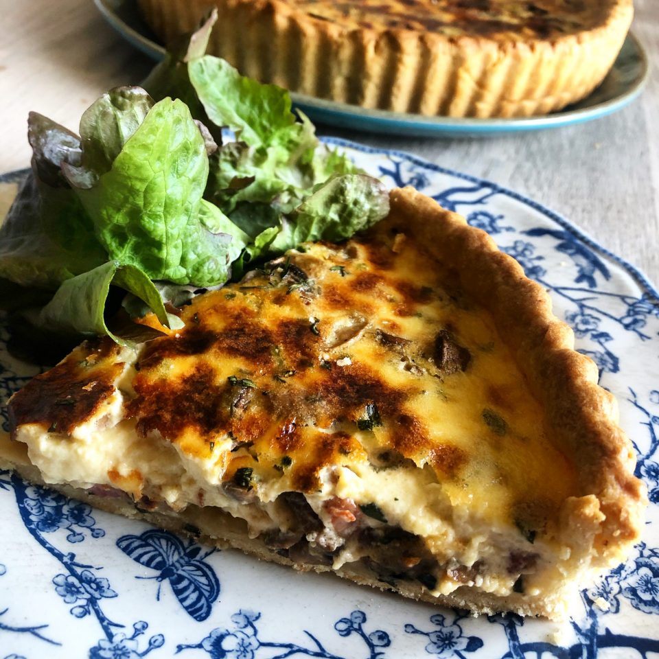 Bacon & Mushroom Quiche – A Glass of Red Wine
